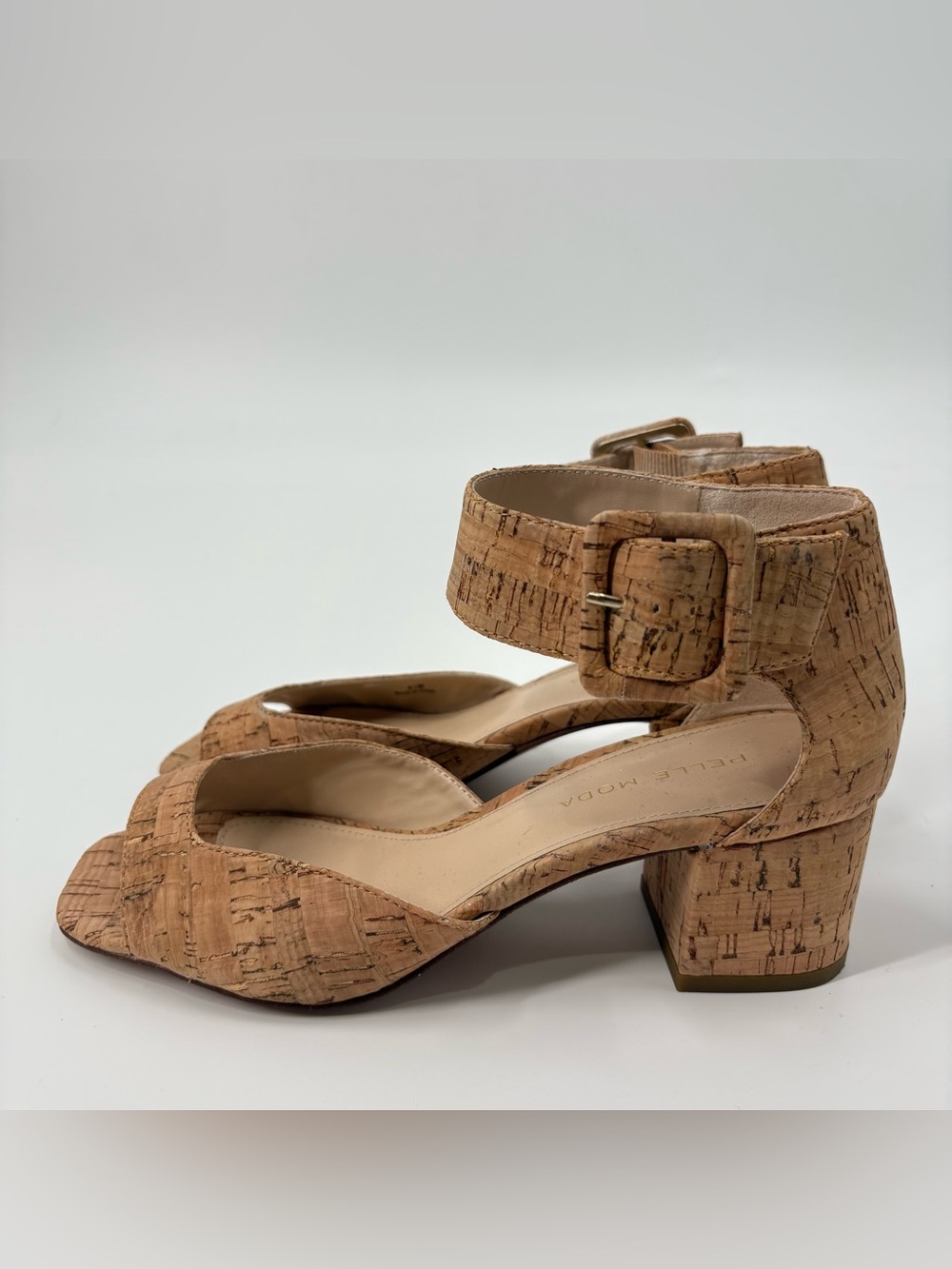 Pelle Moda Berlin Low Heel Sandals in Natural Cork